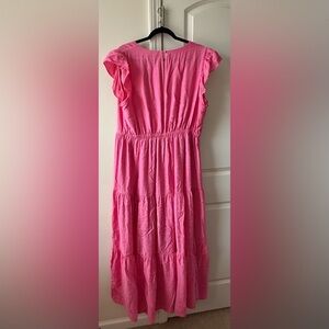 Express Pink Ruched Ruffled Sundress